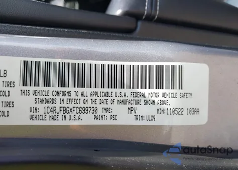 2015 Jeep Grand Cherokee Limited z USA, uszkodzony, nr VIN 1C4RJFBGXFC699730